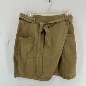 Sonoma Front Tie Jean Cargo Short Skirt Wrap Pocket 2 Tan